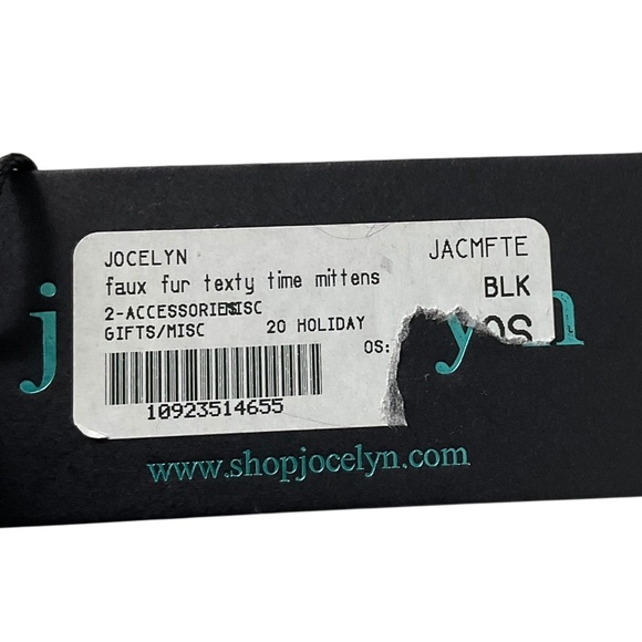 Jocelyn Faux Fur Texty Time Mittens Black OS Rhinestone Star NWT luxury mittens - Picture 7 of 8